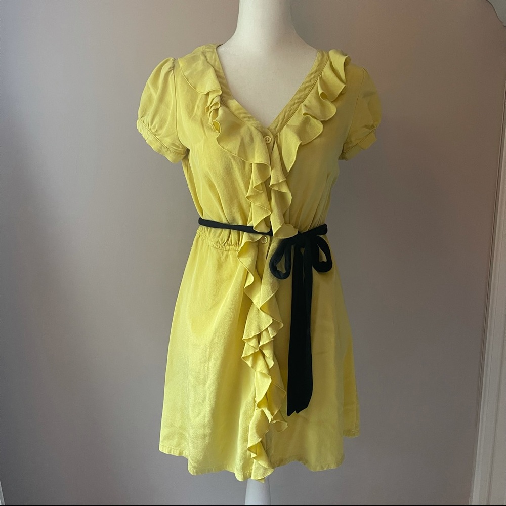 Inc Yellow Ruffle Tunic - size 2 - SILK - Picture 2 of 9